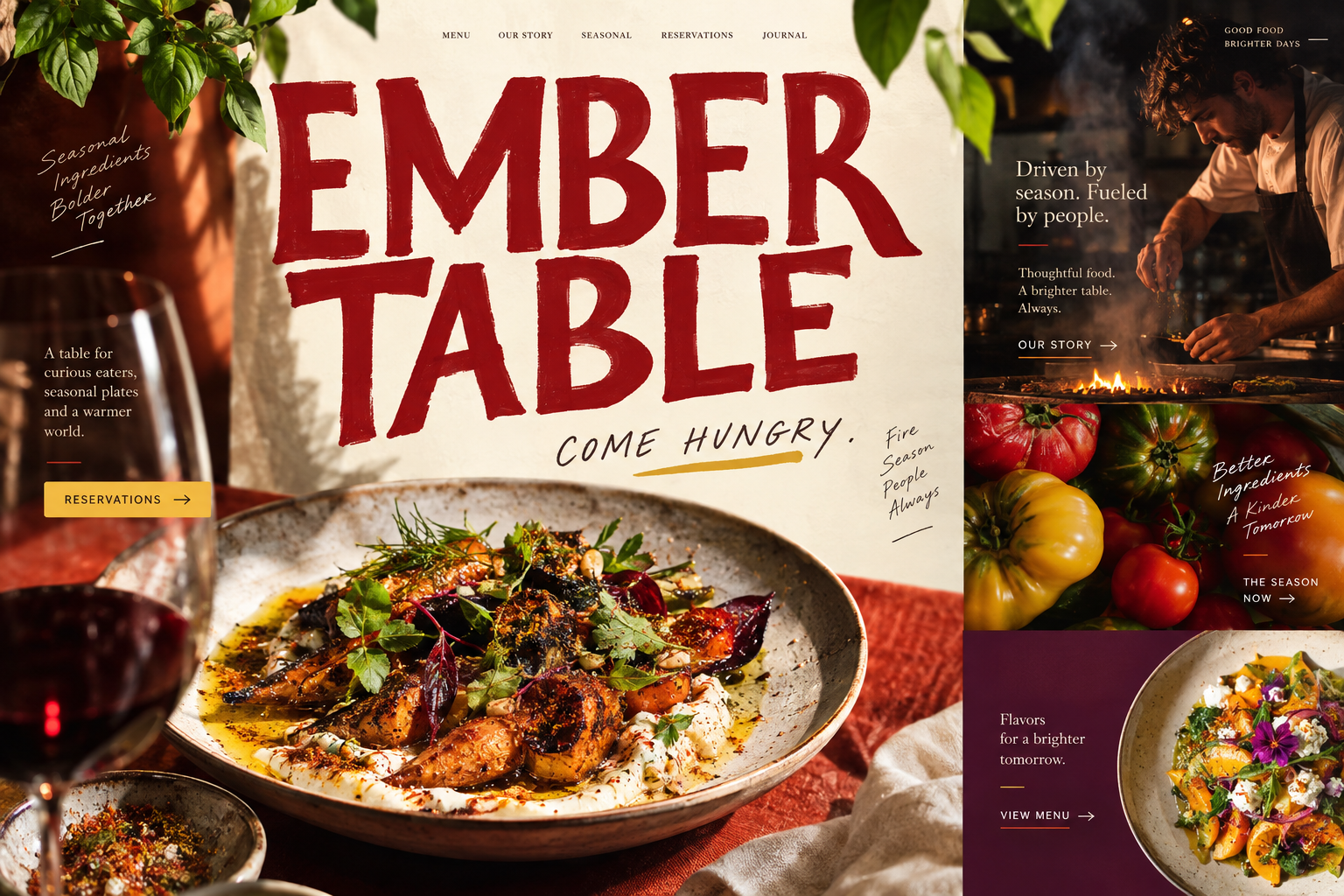 Ember Table restaurant website