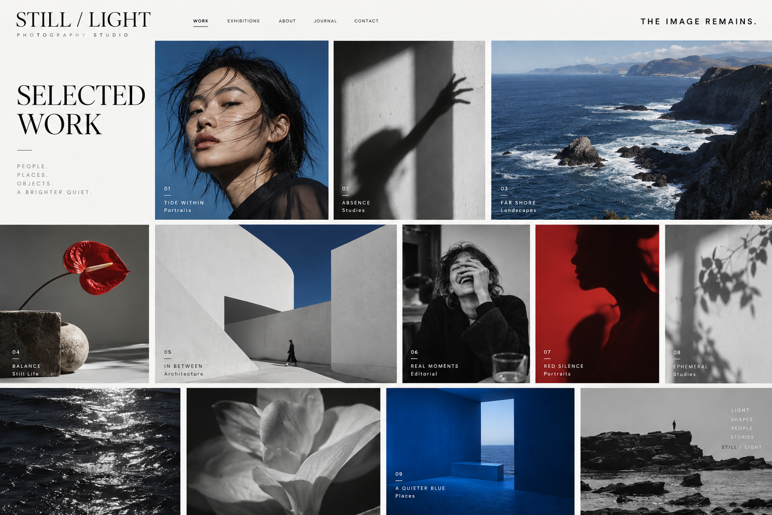 Still Light selected photography gallery website page